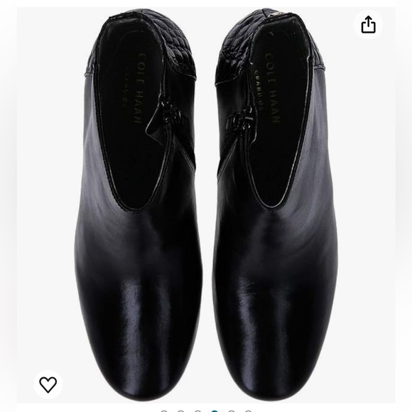 𝅺Cole Haan Nella Black Leather & Crocodile Ankle Bootie Almond Toe Size 10 - Picture 2 of 14